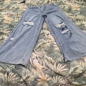 Almost Famous Light Blue Distressed Flare Jeans